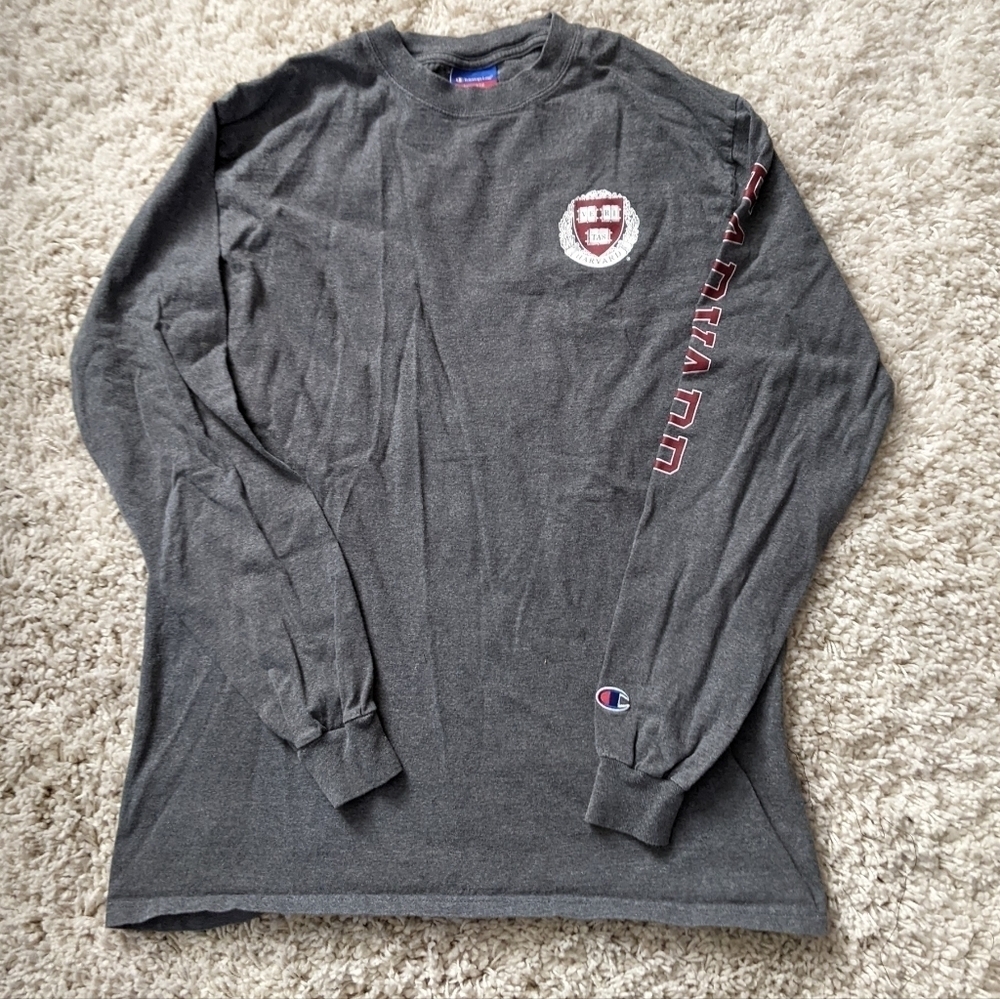 Champion Harvard Mens Large Pullover Long Sleeve Tee Collegiate